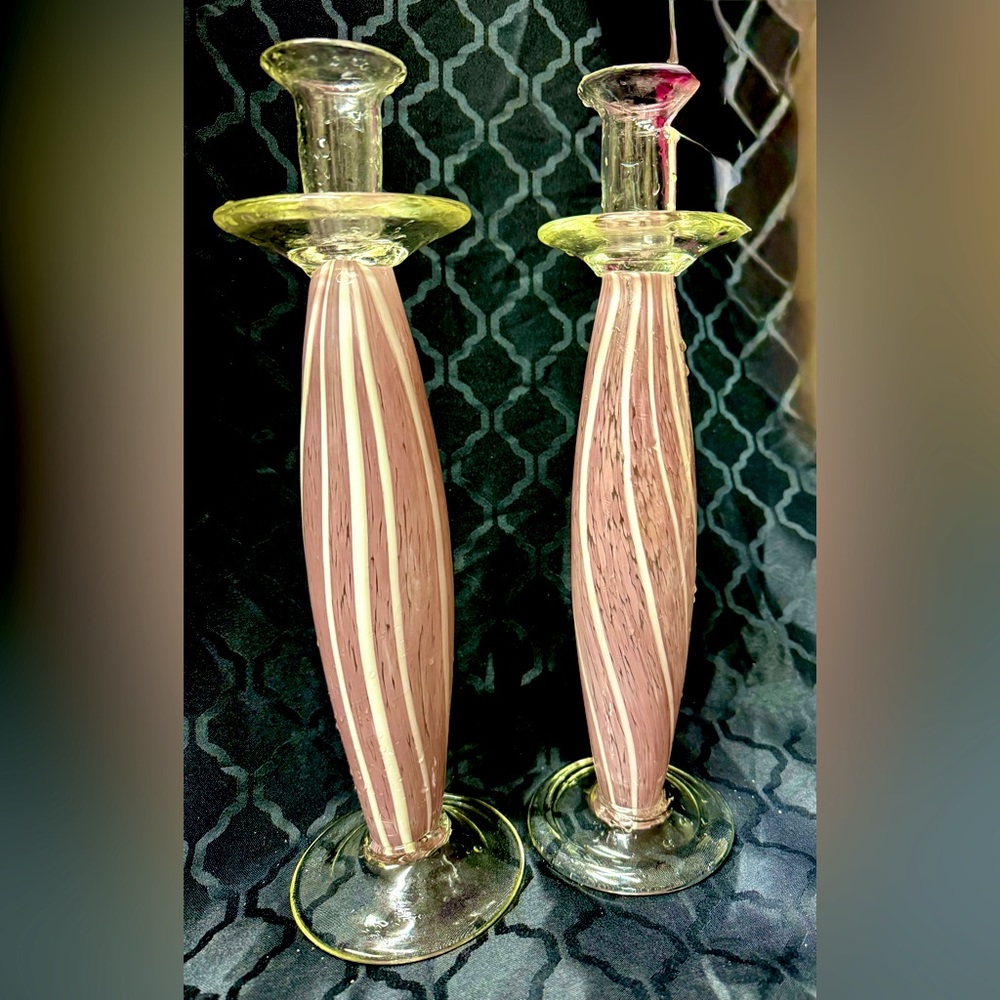 Murano (?)style glass candlesticks